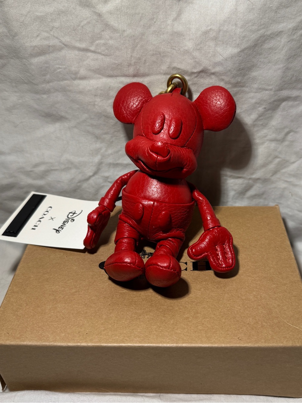 NWT Disney X Coach Red Leather Mickey Mouse Bag Charm